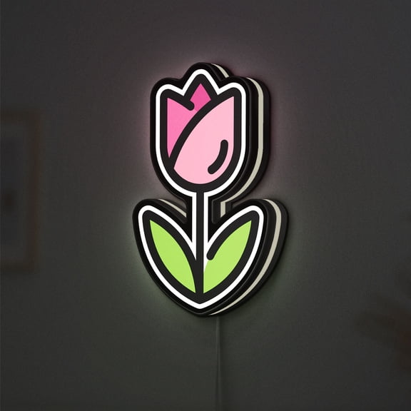 Tulip 3D Novelty Light Box, Outdoor Garden-Inspired Decor for Patios and Balconies (Width 8 inch, 20cm)