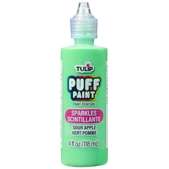 Tulip Dimensional Fabric Paint – Sparkles Sour Apple, 4 fl oz, Permanent Craft Paint for Clothes & DIY Projects