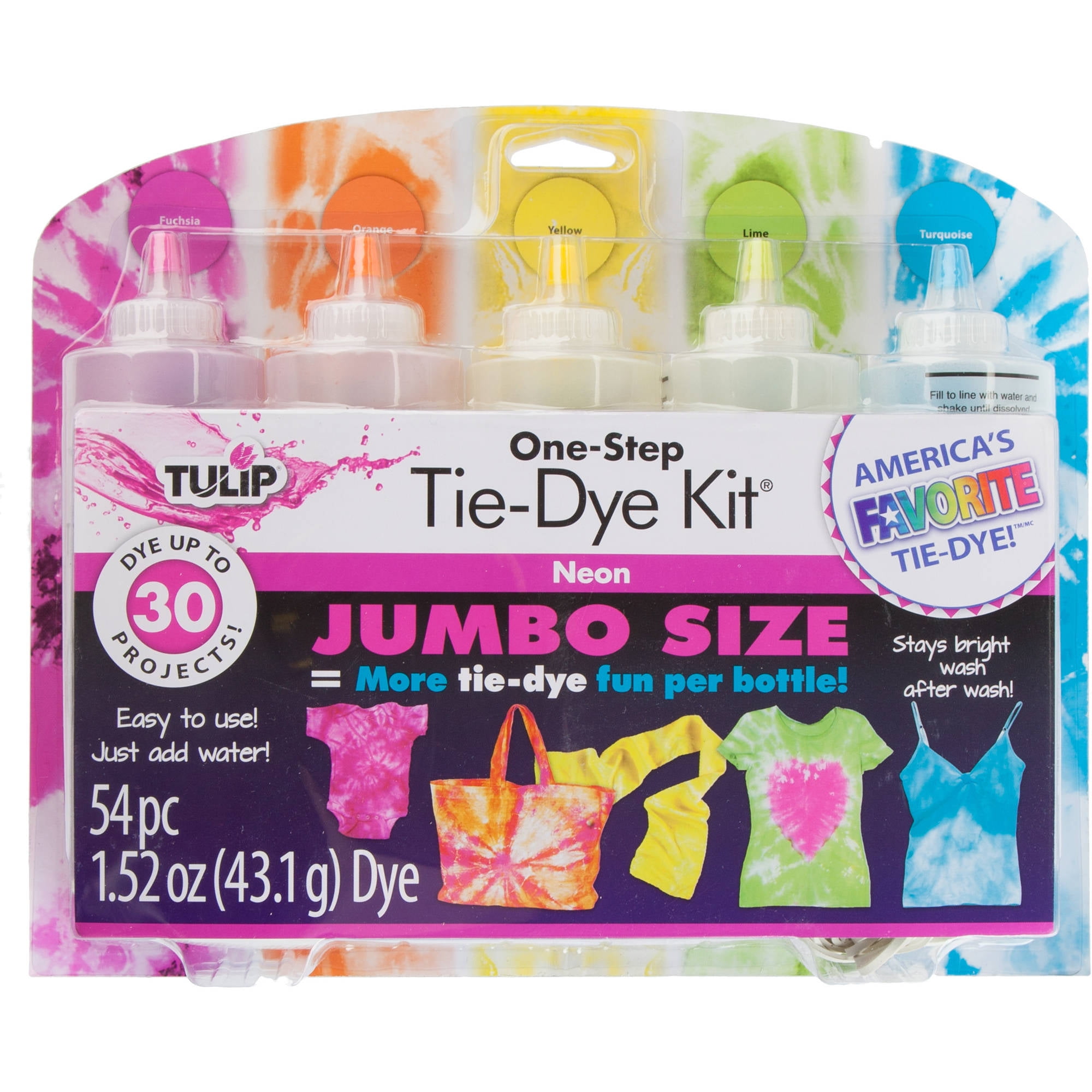 Tulip 5 Color Neon Tie-Dye Kit with Easy-Squeeze Bottles