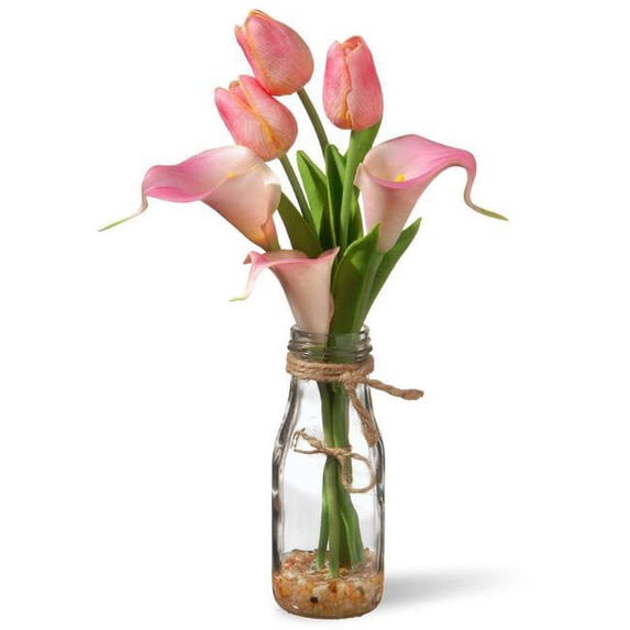 Tulip Arrangement in Glass Vase - Pink