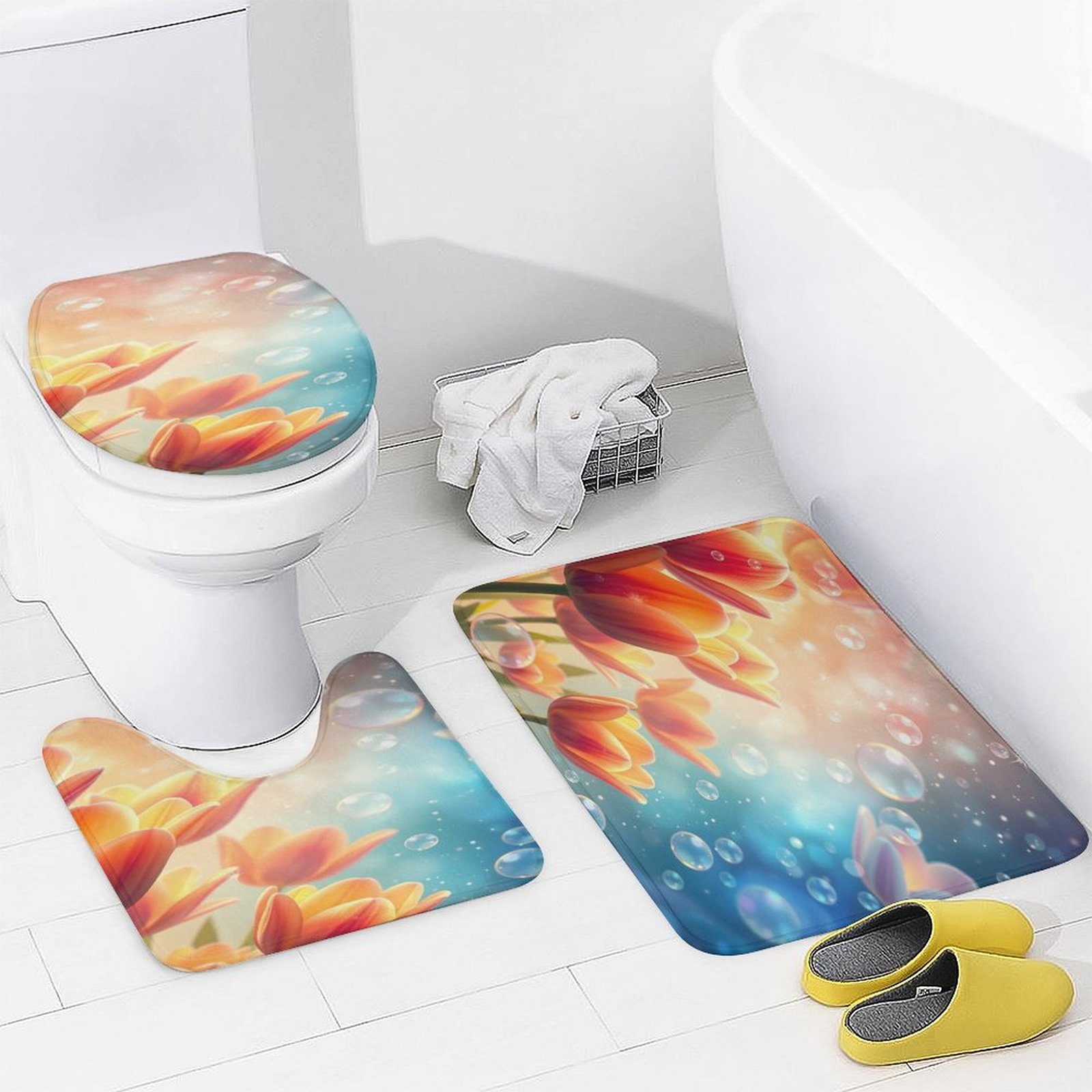 Hugsidea Ball modello 3 pezzi bagno Set Contour Rugs coperchio WC