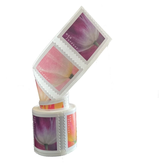 Tulip Blossoms USPS Forever Postage Stamp Coil/Roll of 100 US First Class Flower Spring Wedding Holiday Celebrate Announcement Party (100 Stamps)