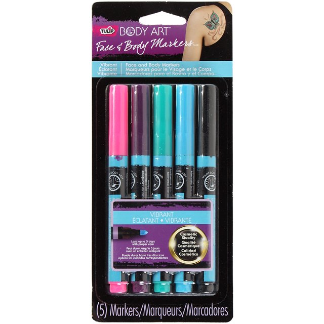 Tulip Body Art Marker Set 5/PkgVibrant