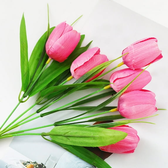Tulip Bouquet Arrangement Outdoor Tulip Bouquet Tulip Festival Bouquet Natural Tulip Artificial Flowers Flower Bouquets Six Headed Tulip Artificial Decorative Flower 12.2 Inch (1Pcs)