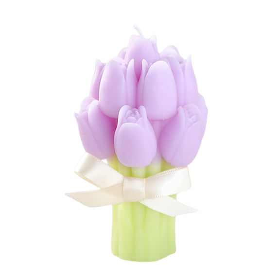 Tulip Bouquet Candle Soap, 3D Tulip Flower Candle Art Craft Home Wedding Decor, Soothing Fragrance, Gifts for Women Girls (Purple)