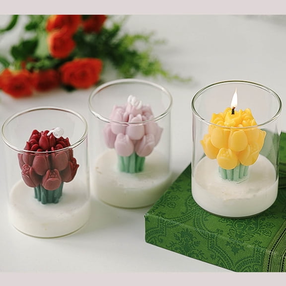 Tulip Bouquet Candle Soap Molds, 3D Tulip Flower Silicone Mold for Epoxy Resin Casting, Unique Floral Resin Wax Molds for DIY Art Craft Home Wedding Decor