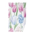 thumbnail image 1 of Tulip Bouquet on Pink Soft 100% Cotton Towel, High Absorbency, Single Pack, 16" x 28", 1 of 7