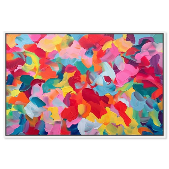 Tulip Breeze Canvas Maximalist Abstract by Art Remedy, White Frame, 54" x 36"