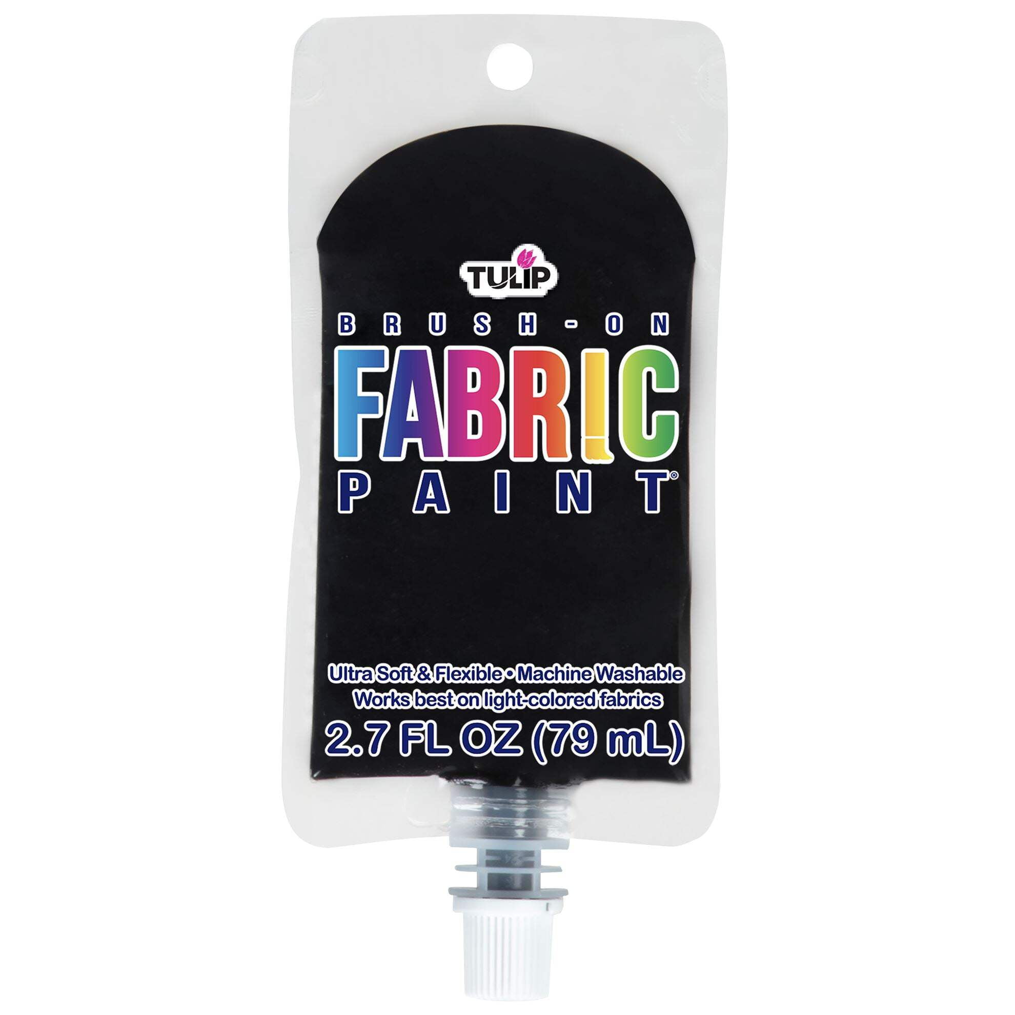 Tulip Brush-On Fabric Paint, Black 2.7 fl oz Pouch, Dries Soft and ...