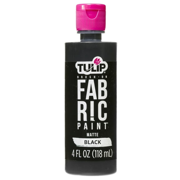 Tulip Brush-On Fabric Liquid Paint Black, Create Permanent Designs, Great for Fashion and Decor Crafts, Black Color, 4 oz
