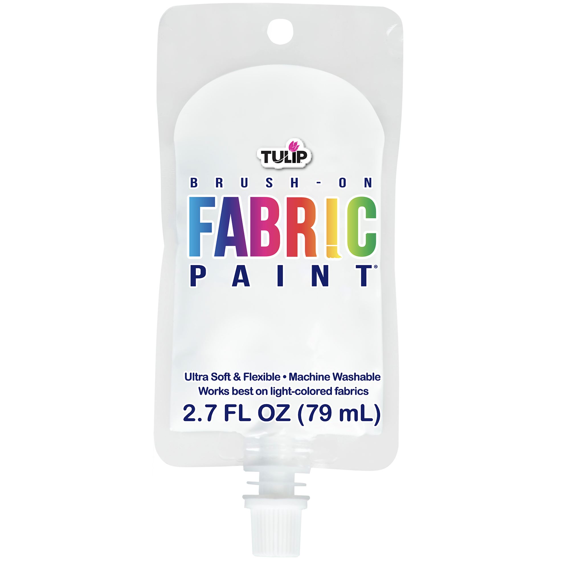 Tulip BrushOn Fabric Paint, White 2.7 fl oz Pouch, Dries Soft and Permanent