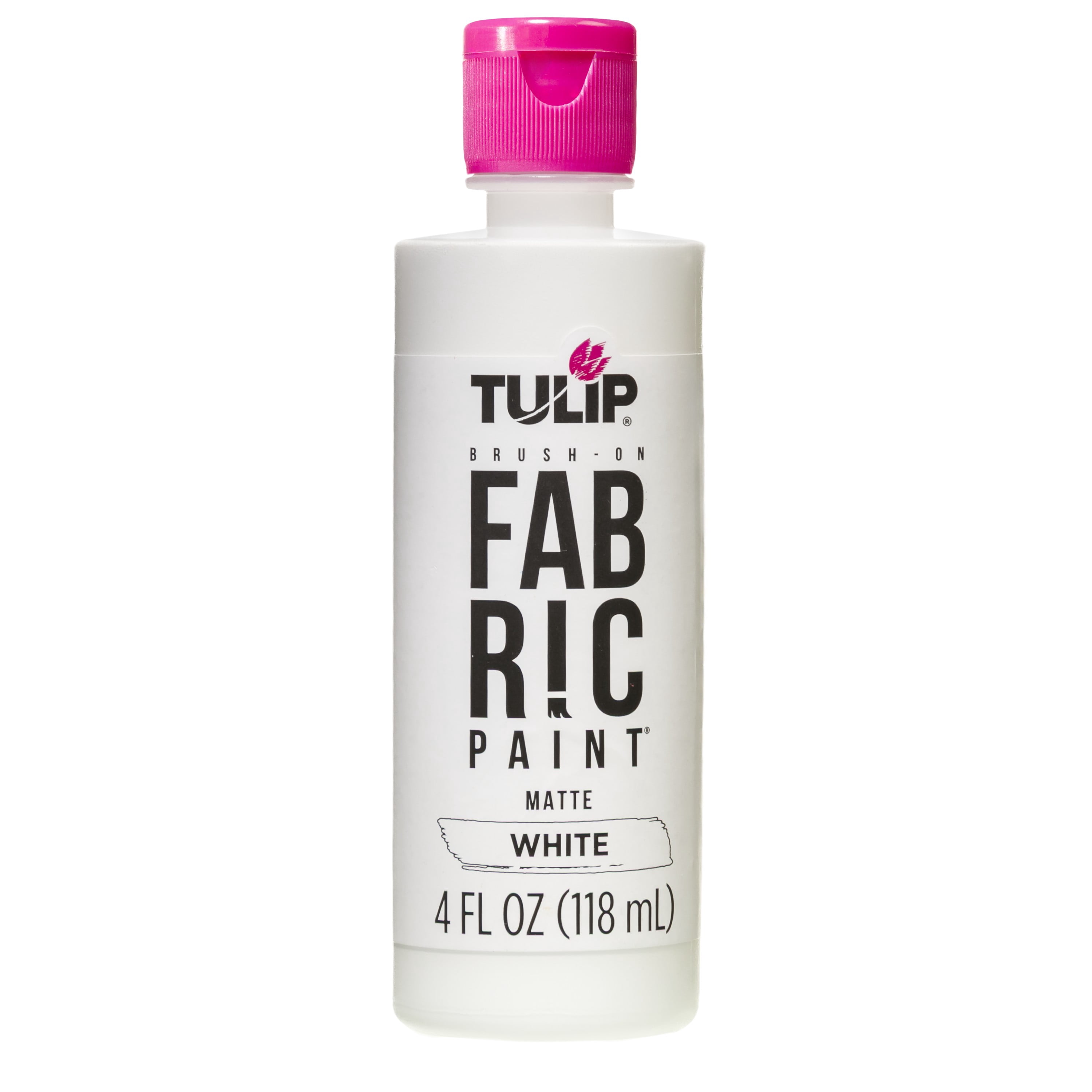 Tulip Brush-On Fabric Liquid Paint White, Create Permanent Designs, Great for Fashion and Decor Crafts, White Color, 4 oz