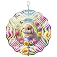thumbnail image 1 of Tulip Butterfly Easter Bunny 3D Wind Spinner Stainless Steel Kinetic Art Spring Rabbit Round, 1 of 5
