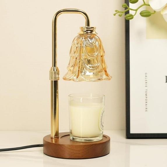 Tulip Candle Warmer Lamp, Adjustable Height, Dimmable Candle Warmer with Timer, Mom Womens Gifts for Birthday, Unique Home Decor Aesthetic (Gold)