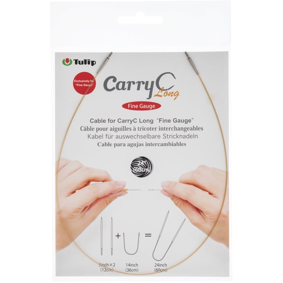 Tulip Carry C Intchg Cords For Long Fine Gauge Bamboo Needle-24"