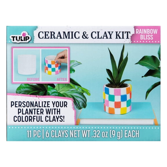 Tulip Ceramic & Clay Planter Kit, Rainbow Bliss
