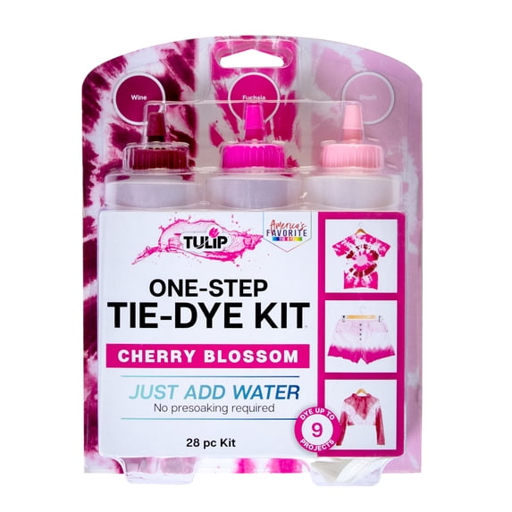 Tulip Cherry Blossom One-Step Tie-Dye 3 Color Kit, Fabric Dye for Creative Projects