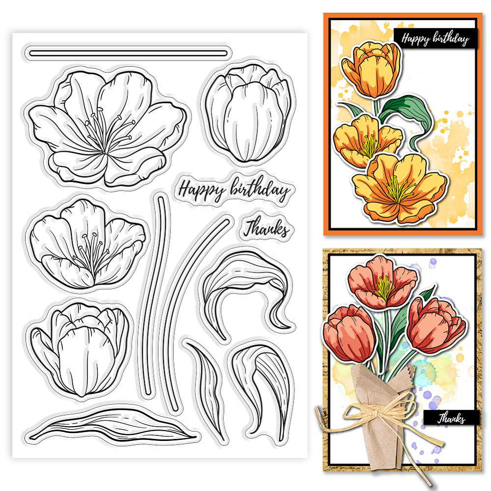 Tulip Clear Stamps Flowers Blessings Silicone Clear Stamp Plants and ...
