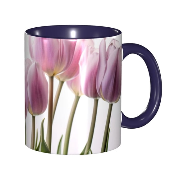 Tulip Coffee Mug Fun Custom Ceramic Mugs 11oz Navy Blue