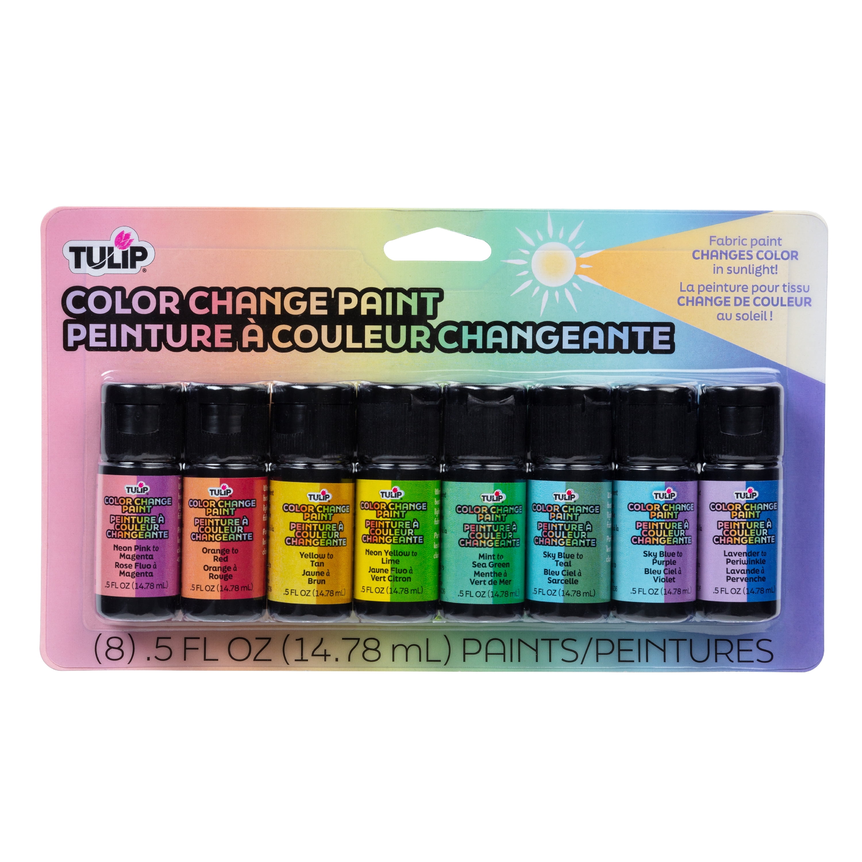 Tulip Color Change Fabric Paint Pack, Sunlight Activated, 8 Paint Bottles
