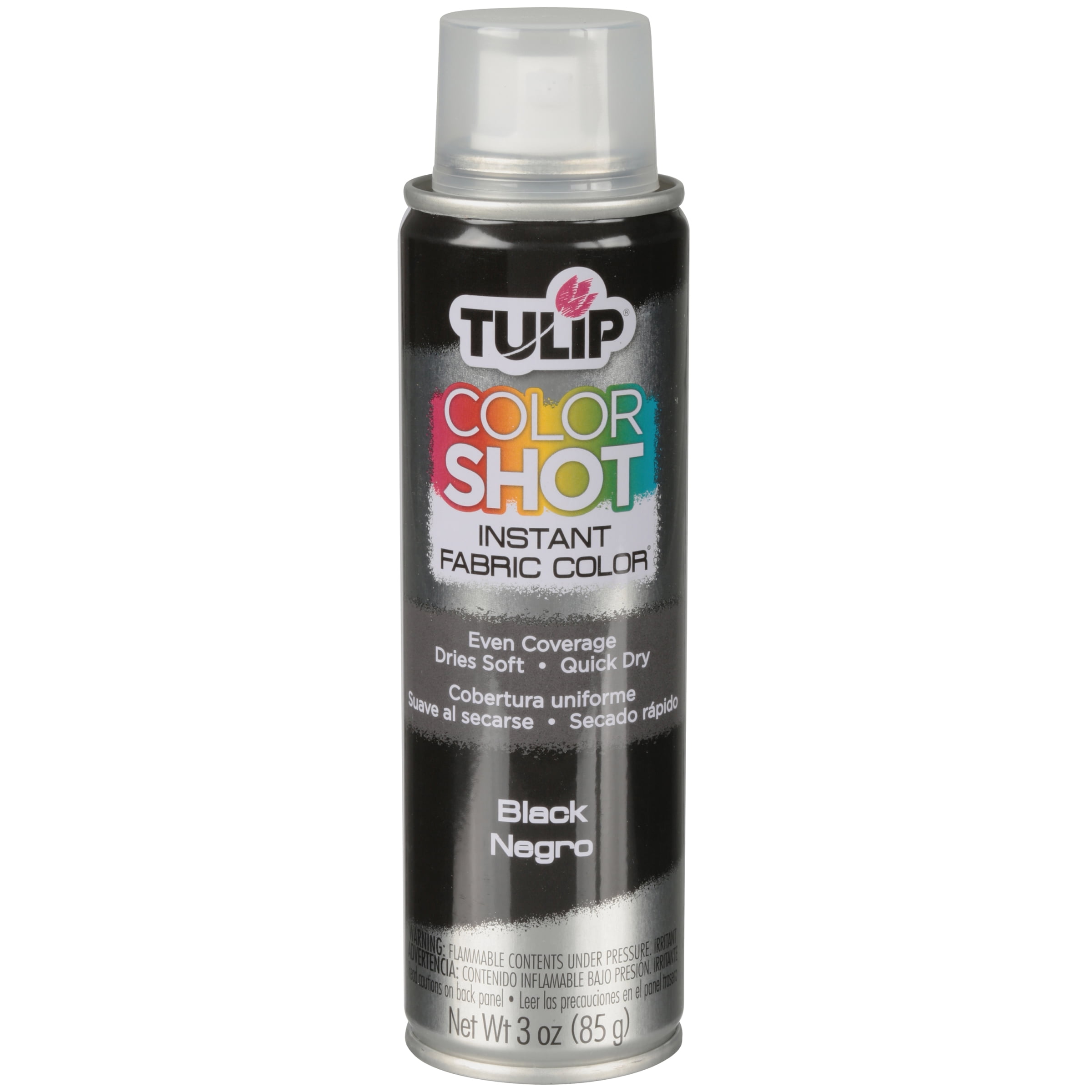 Tulip Color Shot Instant Fabric Color Spray 3 oz Black, Quick Dry 