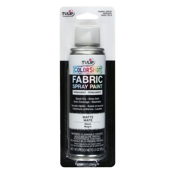 Tulip Color Shot Instant Fabric Spray Paint, 3 oz Black, Quick Dry and Permanent