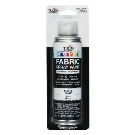 Tulip Color Shot Instant Fabric Spray Paint, 3 oz Black, Quick Dry and Permanent