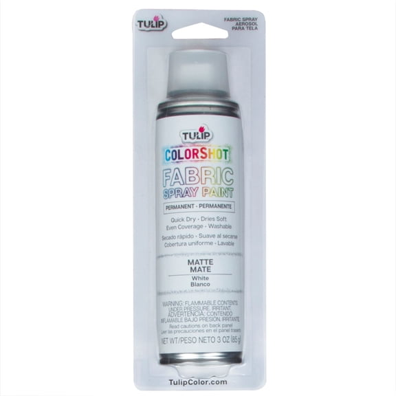 Tulip Color Shot Instant Fabric Spray Paint, 3 fl. Oz. White, Quick Dry and Permanent