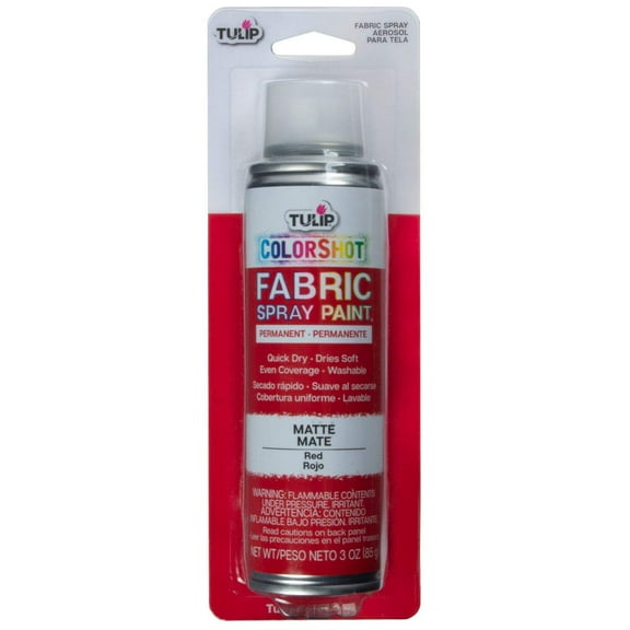 Tulip Color Shot Instant Fabric Spray Paint, 3 oz Red, Quick Dry and Permanent