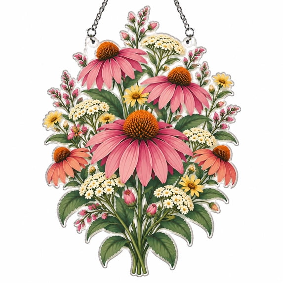 Weave Spring Tulip Coneflower Acrylic Suncatcher Ornament for Patio Window, Spring ...