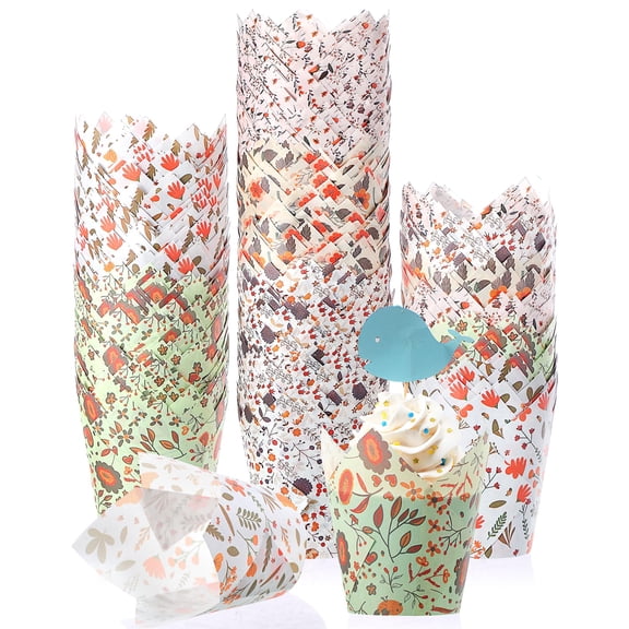 Tulip Cupcake Liners, 500 Count Fall Autumn Designs, Standard Baking Size