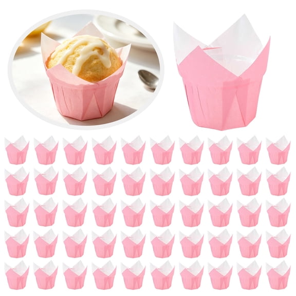 Tulip Cupcake Liners,Bakery Muffin Liners For Baking,Fancy Muffin Wrappers,Wedding Cupcake Papers Baking Cups,Greaseproof Non Stick Cupcake Holders Paper,Easy To Use In Party,Birthday,Christmas