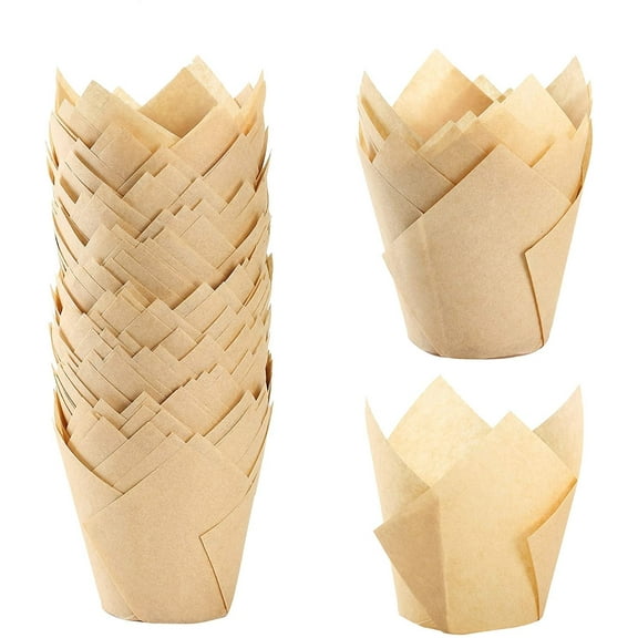Tulip Cupcake Liners for Baking,150 Pcs Unbleached Muffin Paper Liners,Grease-Proof Wrappers,Easy to Use Paper Muffin Cups,Cases Wrappers for Wedding Birthday,Party,Christmas