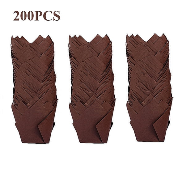 Tulip Cupcake Liners,Mini Cupcake Liners 50/100/200pcs, Unbleached  Parchment Paper Muffin Liners, Greaseproof Cupcake Wrappers , Parchment Baking Cups for Party, Christmas