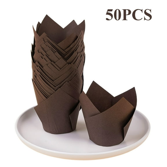Tulip Cupcake Liners,Mini Cupcake Liners 50/100/200pcs, Unbleached  Parchment Paper Muffin Liners, Greaseproof Cupcake Wrappers , Parchment Baking Cups for Party, Christmas