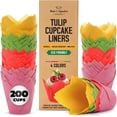 thumbnail image 1 of Tulip Cupcake Liners, Muffin Liners for Baking by Baker’s Signature – 200pcs of Parchment Paper Cups Cupcake Wrappers – Perfect Size, Sturdy, Greaseproof & Easy to Use – Colorful, 1 of 4