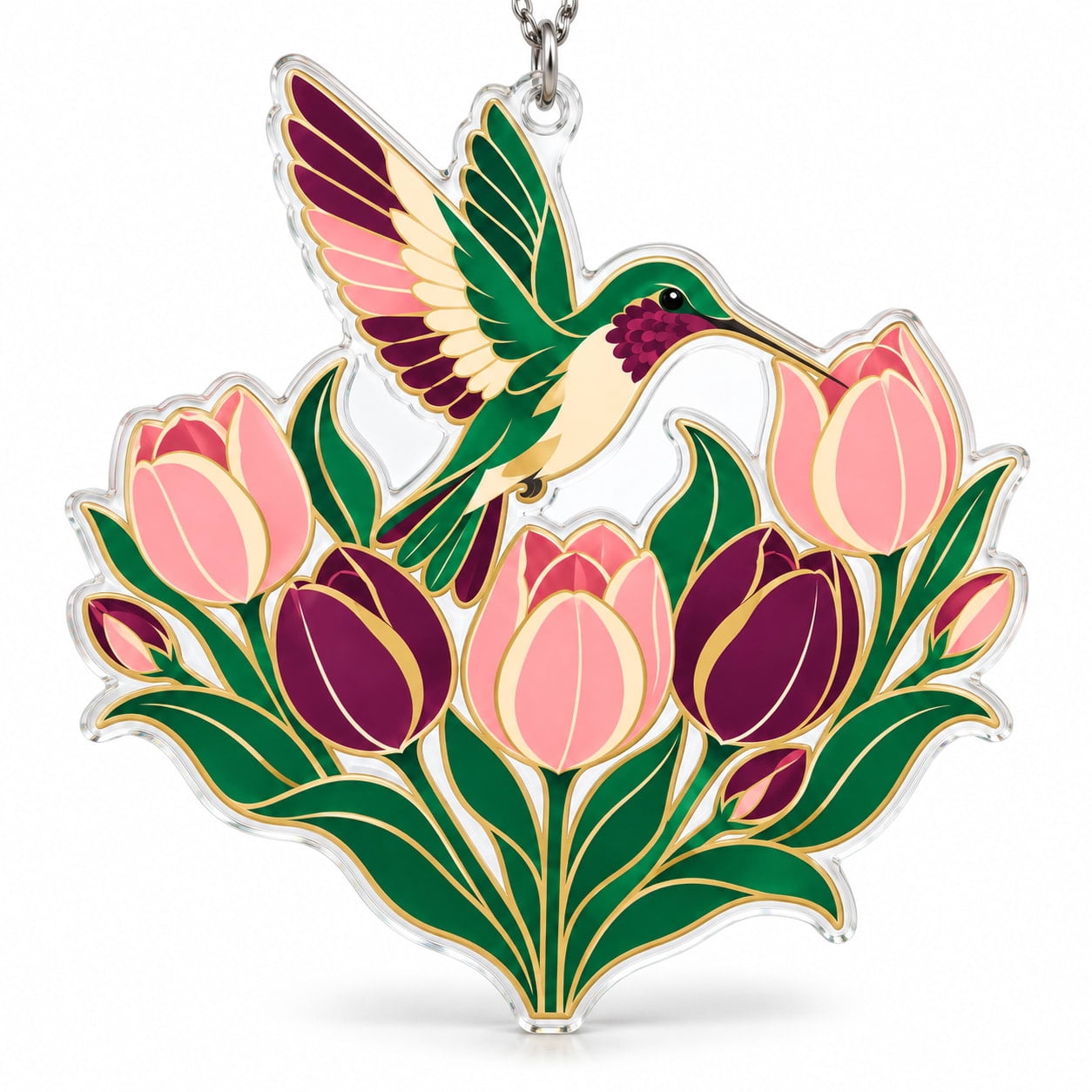 Tulip Curve Acrylic Hummingbird Suncatcher for Patio Summer Decor ...