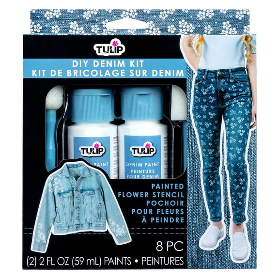 Tulip DIY Denim Permanent Fabric Paint Stencil Set Kit