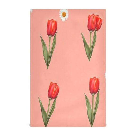 Tulip Delight Decorative Waffle Towel Kitchen Dishcloth 28x18in Multi-Use Tea Towel