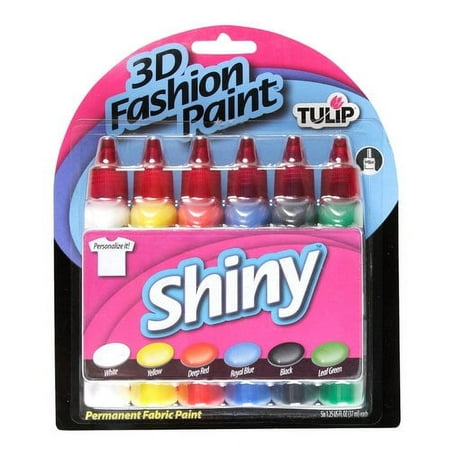 Tulip® Dimensional Fabric Paint 1.25 fl oz 6 Pack Shiny, Primary Colors