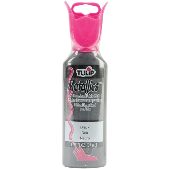 Tulip Puff Fabric Paint, Permanent Acrylic Craft Paint, Dries Soft and Flexible on Clothes, 1.25 fl oz, Metallic Black