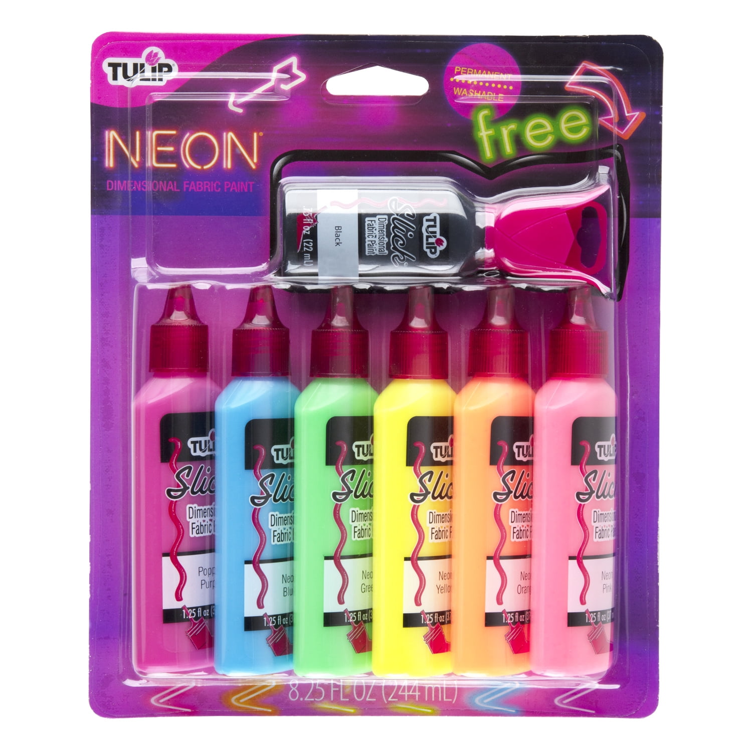 Tulip Dimensional Fabric Paint 6 Pack Neon, 1.25 fl oz each
