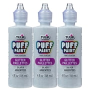 Tulip Puff Fabric Paint, Permanent Craft Paint for Clothes, DIY Projects, 4 fl oz 3-Pack, Glitter Silver