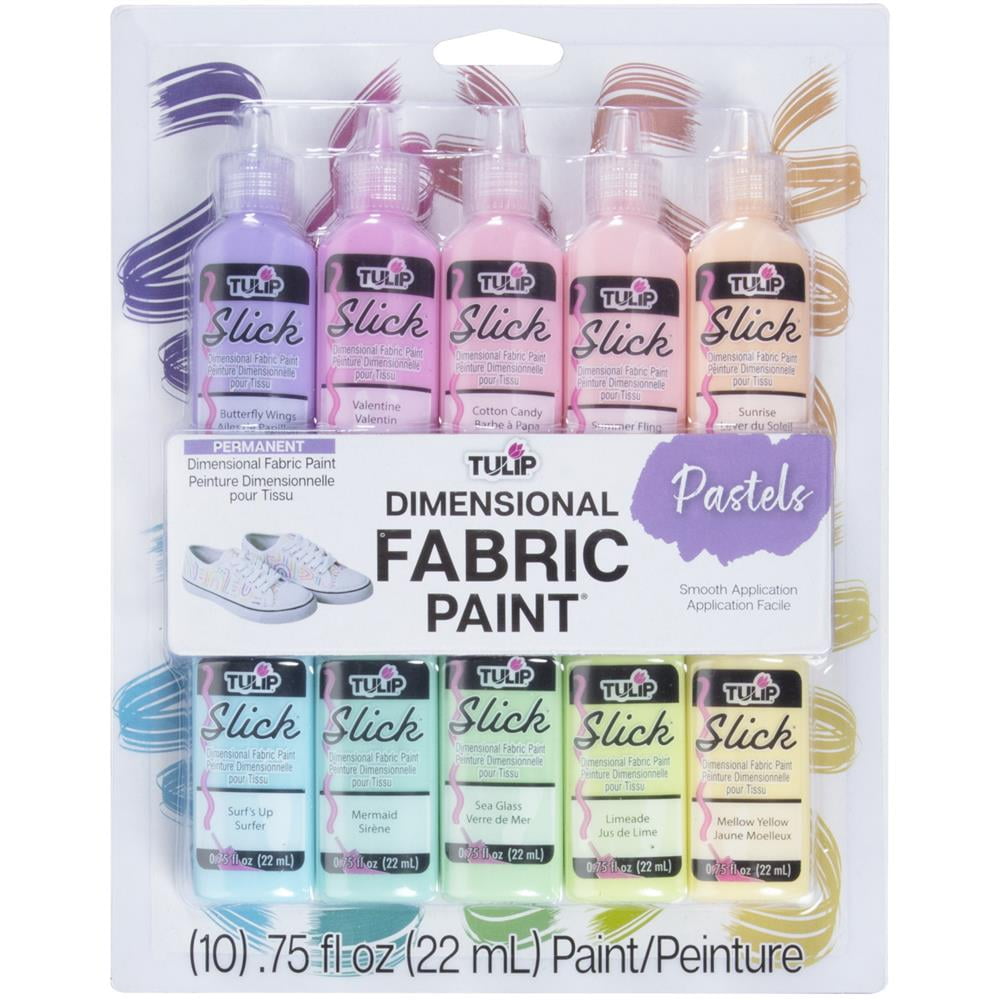 Tulip Puff Fabric Paint Essential Colors 10 Pack, 0.75 fl oz Bottles