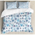 thumbnail image 1 of Tulip Duvet Cover Set, Different Size Tiled Tulips Illustration with Explicit Motley Lines Design Print, Decorative 3 Piece Bedding Set with 2 Pillow Shams, King Size, Blue, by Ambesonne, 1 of 2