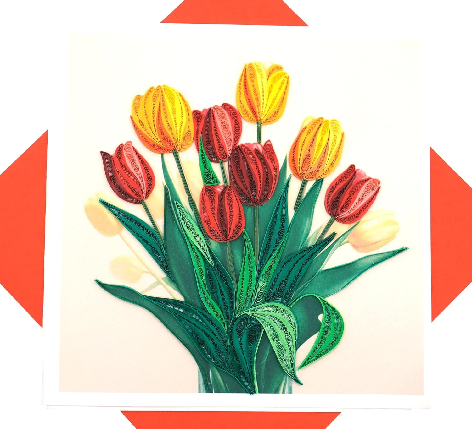 Tulip Elegance Quilling Card 3D - Unique Handmade, Greeting for Birthday Valentine's Day Mothers Spring Fathers Graduation Anniversary Thank You All Occasion