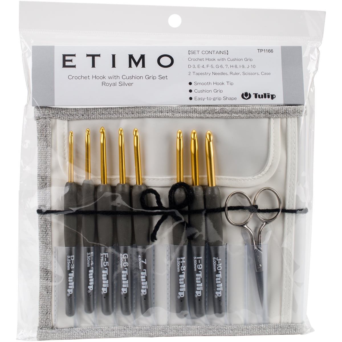 Tulip ETIMO Crochet Hook Set - 2 to 6 mm - with silver scissors ✓ Wollerei