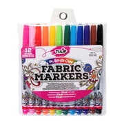 Tulip Permanent Fabric Markers Rainbow 12-Pack - Fine Tip, Minimal Bleed & Fast Drying - Quality for T-shirts, Clothes, Shoes, Bags & Other Fabric Materials
