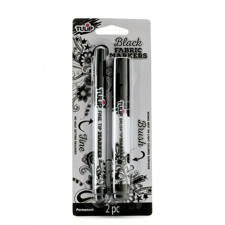 Tulip Fabric Markers Pack, Black Permanent Ink, Fine Tip and