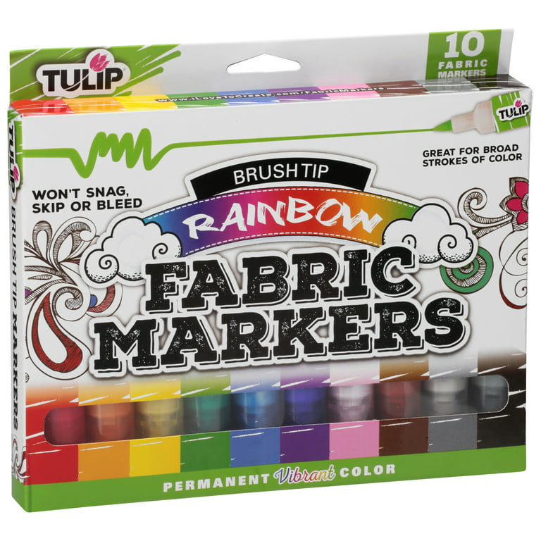 Tulip Fabric Markers Brush Tip Rainbow 10 Pack